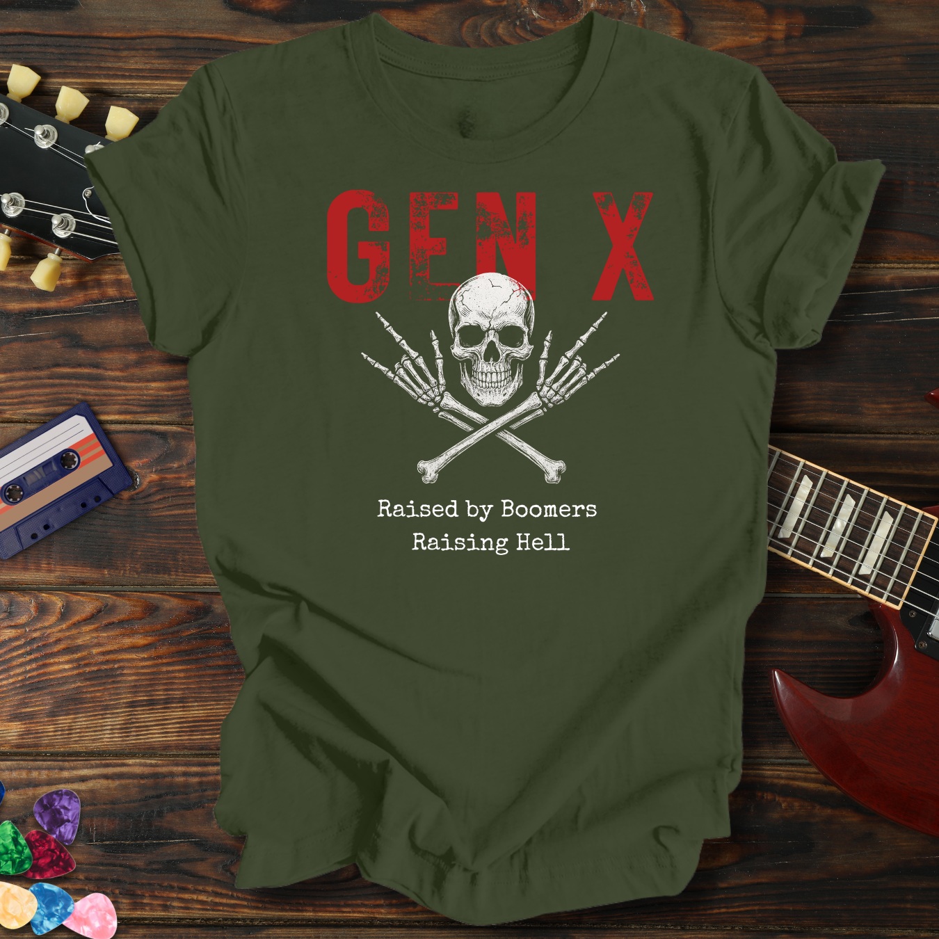 Gen X Skull Raised by Boomers Tee
