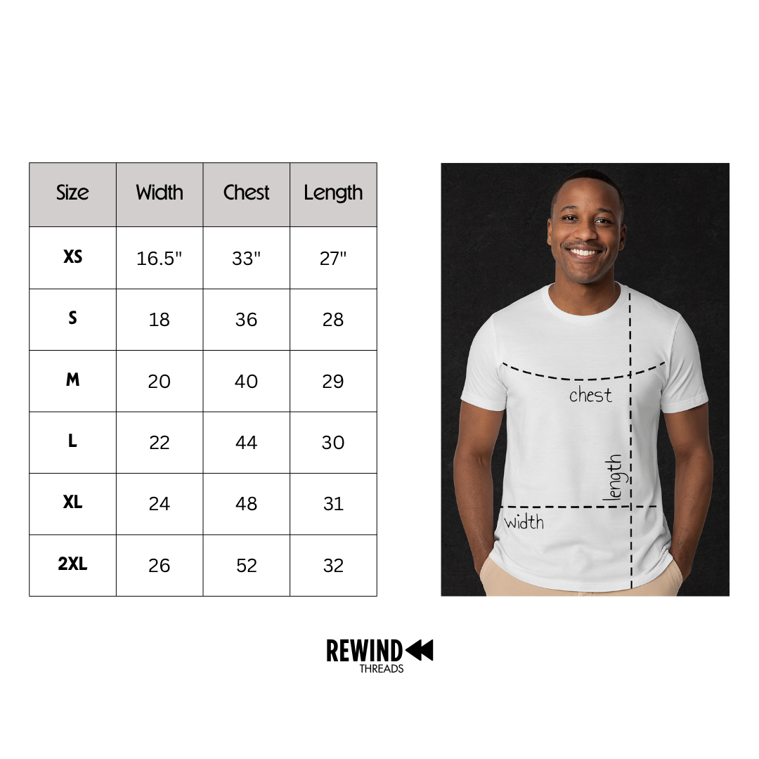 Measurement chart for shirts with a person wearing a white shirt and measurement lines.