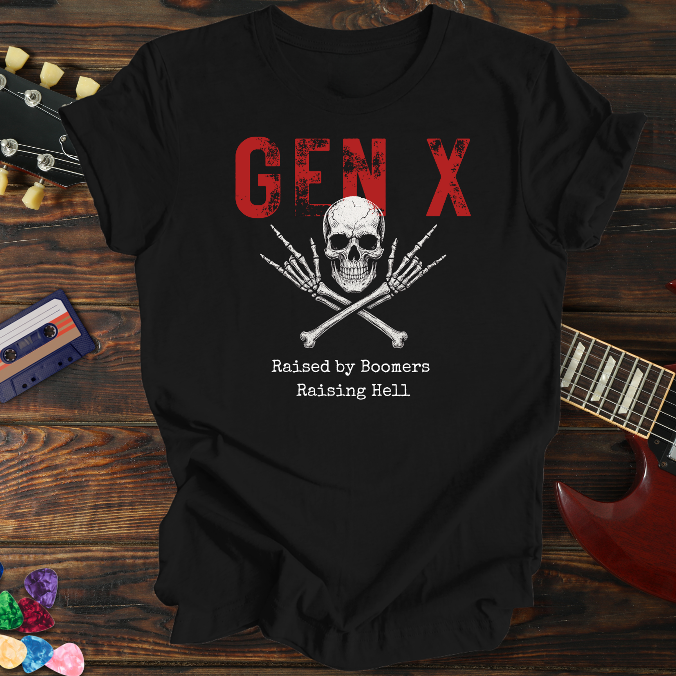 Gen X Skull Raised by Boomers Tee