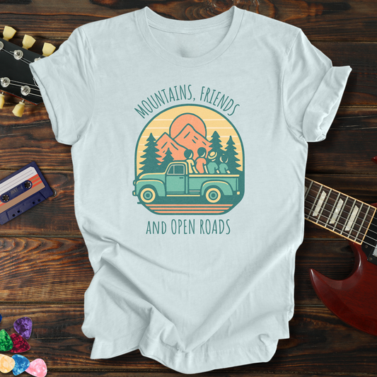 Mountains, Friends, and Open Roads Tee