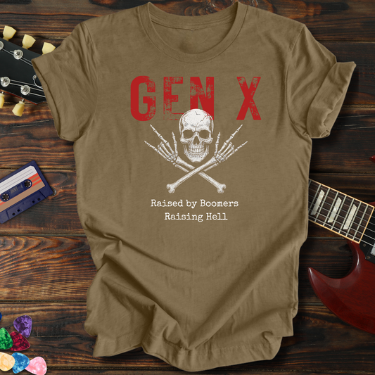 Gen X Skull Raised by Boomers Tee