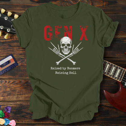 Gen X Skull Raised by Boomers Tee